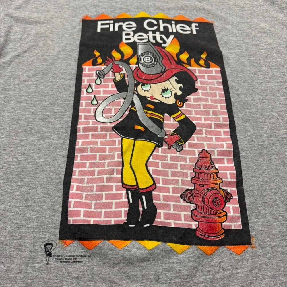 Vintage 90s Betty Boop Shirt Fire Chief Tee 1998 Sz 2XL
